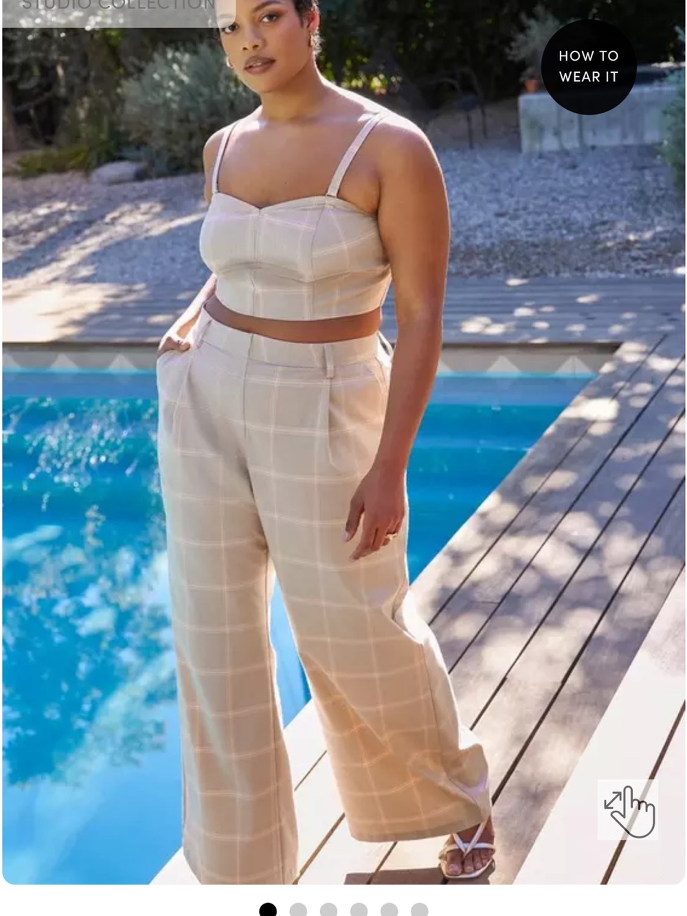 torrid Cream Windowpane High-Rise Wide Leg Pants